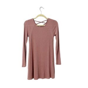 🟢Alya Rose Pink Ribbed Sweater Flare Dress Size XS